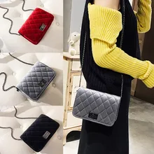 Женская бархатная сумка на плечо в стиле ретро, сумка на цепочке, сумка через плечо, сумка на цепочке, модная маленькая сумка