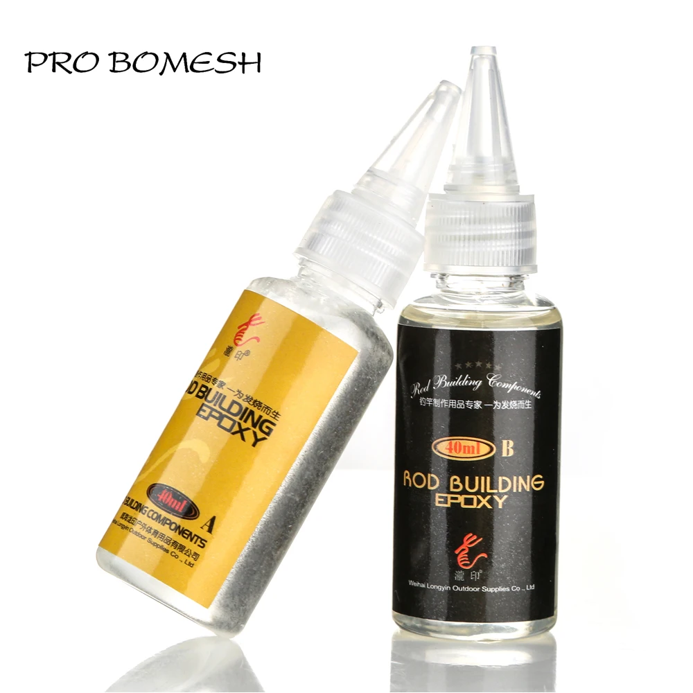 Pro Bomesh 1 Set 20ml Set 40ml Set Epoxy Resin Fishing Guide Glue Transparent DIY Fishing Rod Building Component Repair Kit