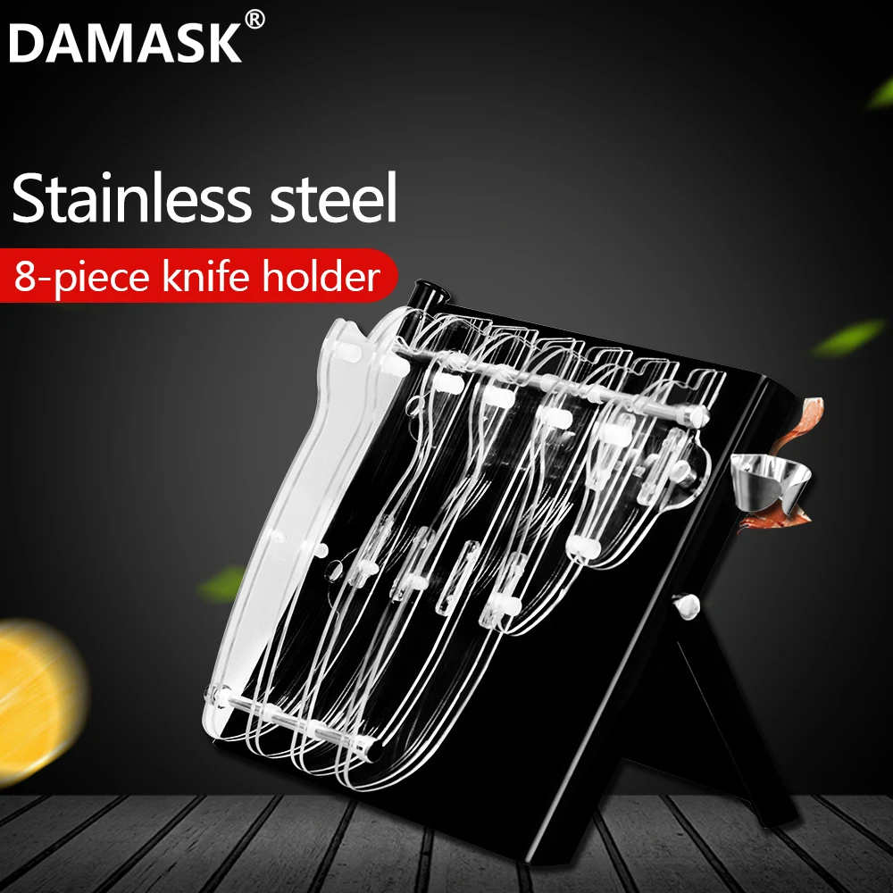 

Damask Knife Kitchen Block Stander Cutlery Knives Holder Large Capacity Acrylic Stainless Steel Kitchen Knife Block Cooking Tool