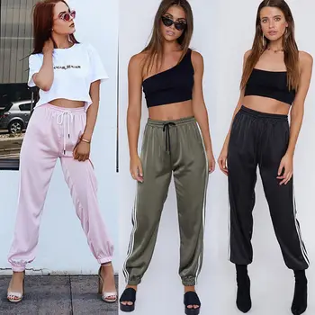 

Women Ladies Casual Fashion Active Pants 3 Style Solid Striped Slim High Waist Elastic Waist Pencil Pants Size S-XL
