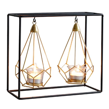 

Nordic Style Geometric Gold Glass Iron Candle Holder For Cup Candles Home Decoration Candelabra Wedding Centerpieces Candl