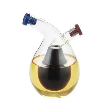 

Kitchen Flavours 2-in-1 Round Olive Oil Dispenser Vinegar Clear Glass Bottle