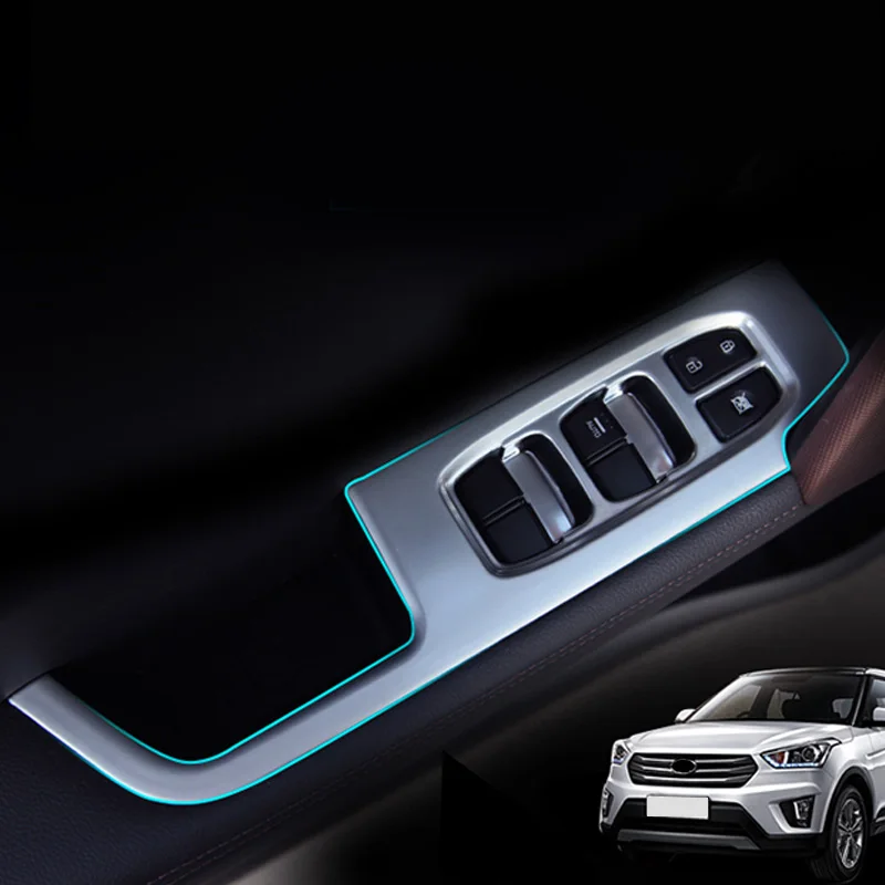 Tanie Dla Hyundai Ix25 Creta Chrome wewnętrzny podłokietnik drzwi pokrywa przełącznika okna dekoracji Panel sterowania akcesoria samochodowe 2015 2019