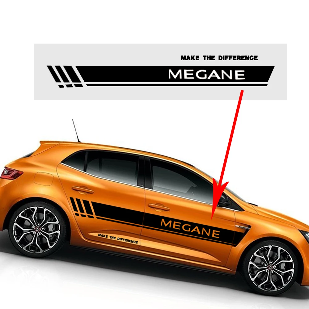 

200cm Car Stickers For Renault Megane Car Side Body Decal Sticker for Hatchback Sedan Decals DIY Car Decoration Auto Accessories