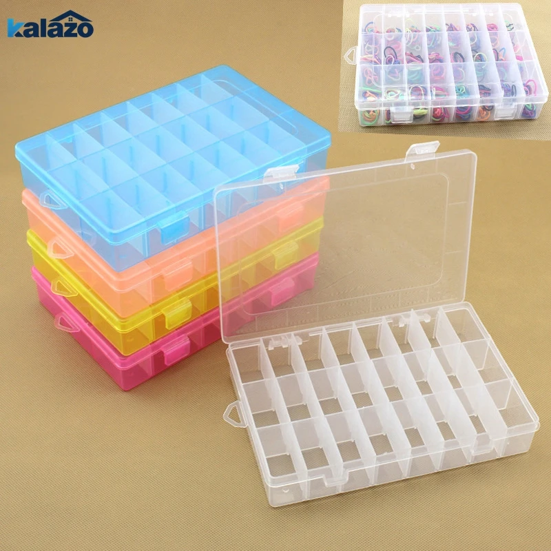 

Life Essential 24 Compartment Storage Box Practical Adjustable Plastic Case for Bead Rings Jewelry Display Organizer