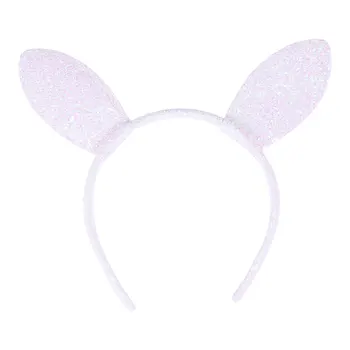 

Rabbit Ear Headband Sequin Party Hair Hoop Girls Children Headdress for Birthday Easter Halloween (White)