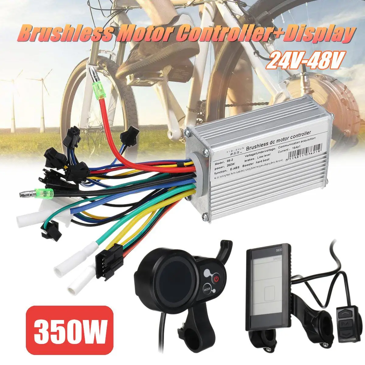 350W 24V 48V Brushless Motor Control unit LCD/Smart Display For Scooter