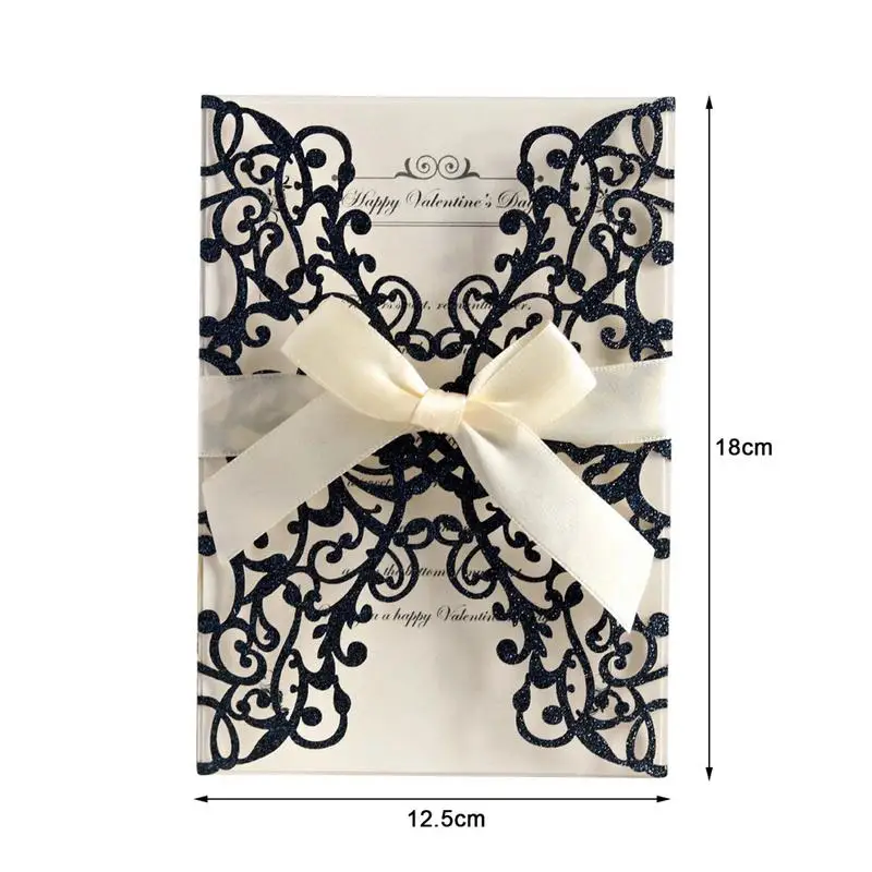  10PCS Bowknot Glitter Invitations Card European Style Laser Cut Wedding Invitations Holiday Greetin - 32990166929