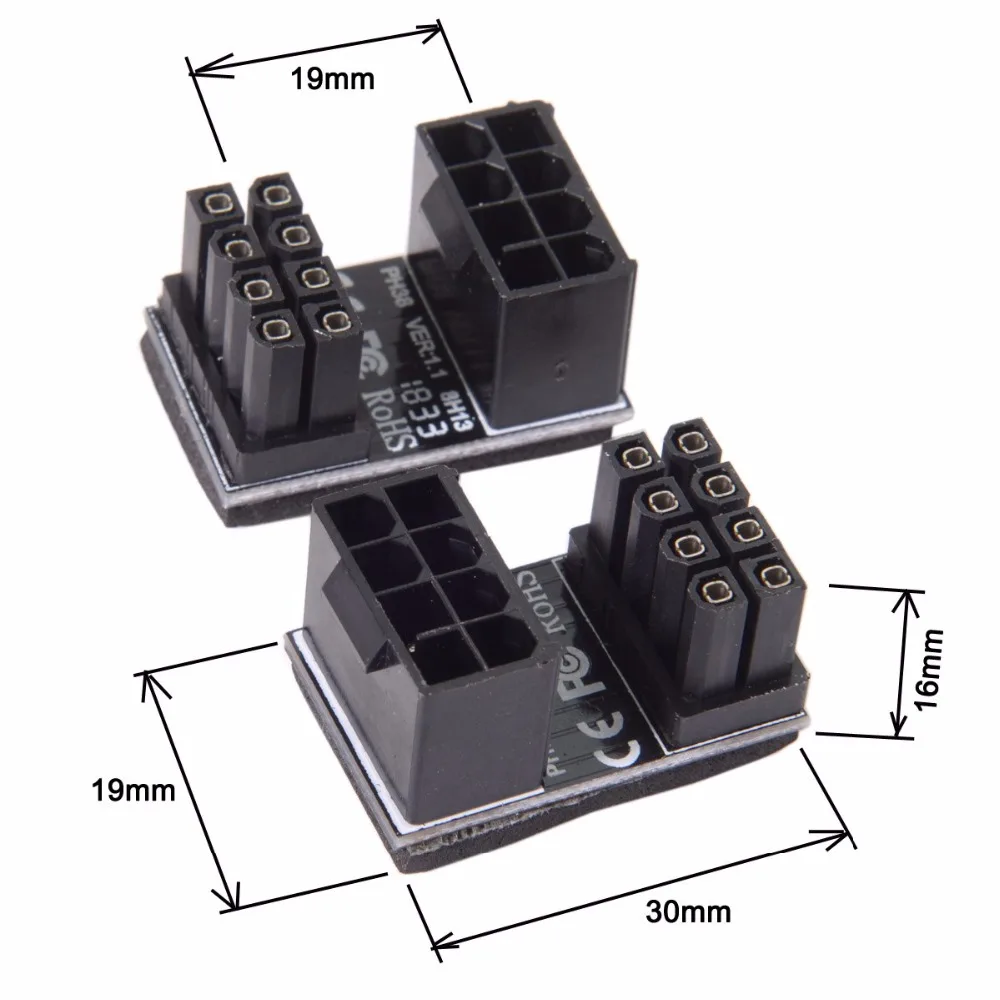 ATX 8Pin Female to 8pin Male 180 градусов AngledPower адаптер для настольных компьютеров