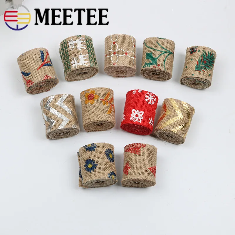 Meetee 2 шт. (1 = м) 6 см напечатанная Джутовая Ткань рулонная лента из конопляной