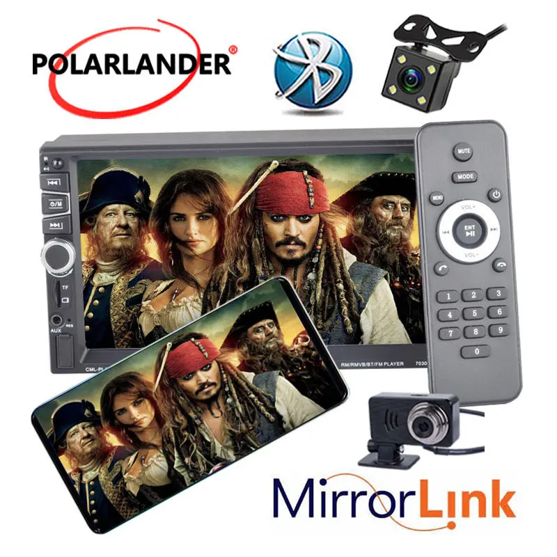 

2 Din 7" Car Radio DVR Hand-Free Stereo Mp4/Mp5 Rear Camera Mirror Link For Android USB Charger HD Video Playback Bluetooth