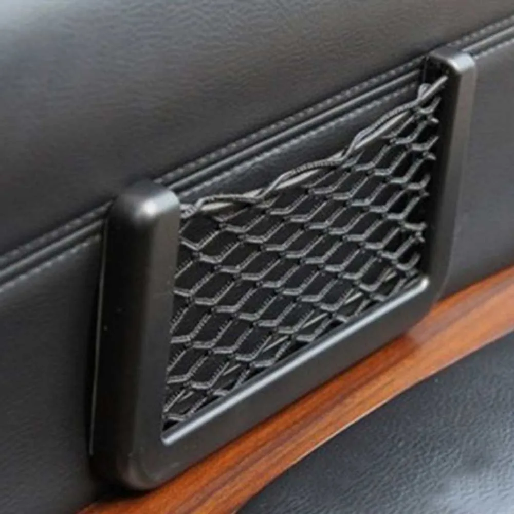 

1pc Universal Black Car Net Bag Side Door Back Seat Useful Stowing Tidying Storage Phone Holder Pocket Organizer Car Accessories