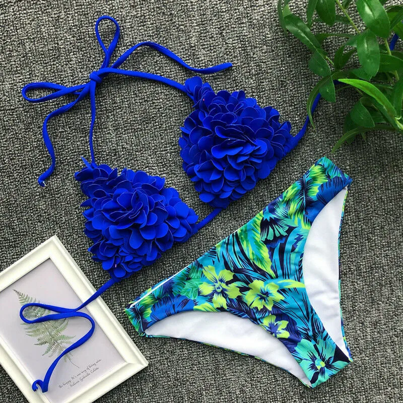 

Meihuida Swimsuit Bikini 2019 Women Swimming Suit Sexy Bikini Set Floral Swimsuit Swimwear Bathing Suit Beach Petal Top Women