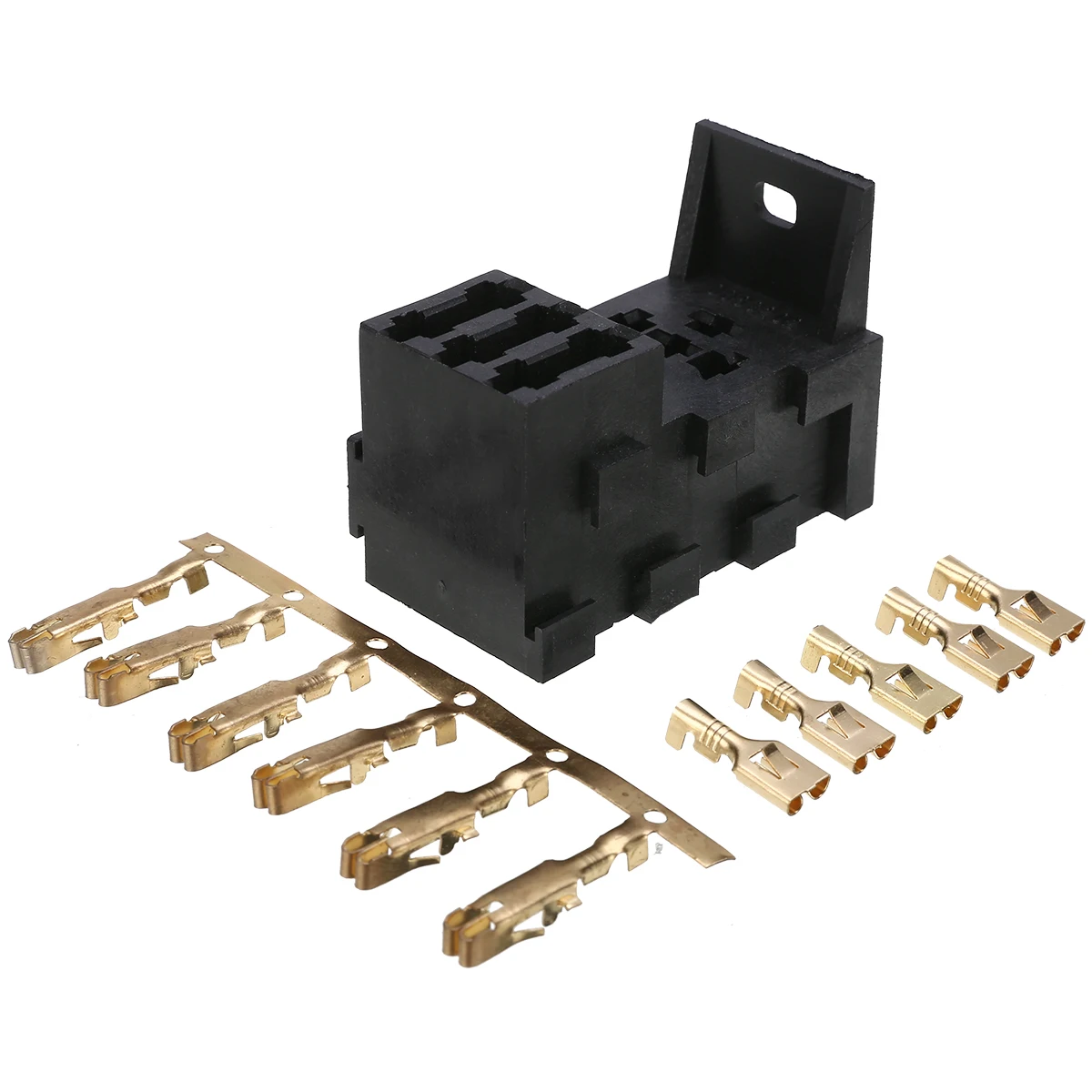 

3 Way Black Car Medium Relay Fuse Box Assembly with 11pcs Terminals Car Insurance Fuse Holder
