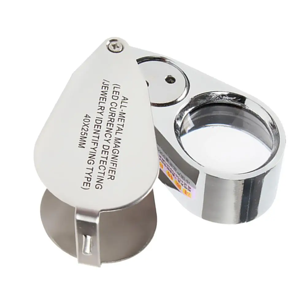 

Magnifier Illuminated LED Light Jeweler Loupe Folding Magnifier 40x25mm 40X Retractable Magnifying