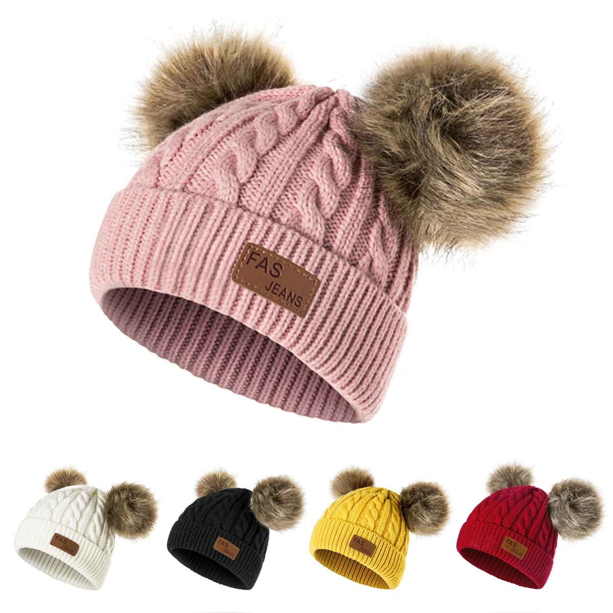 

URDIAMOND Winter Hat For Girls Baby Boys Pom Poms Hat Children Knitted Beanies Thick Baby Hat Infant Toddler Warm Cap