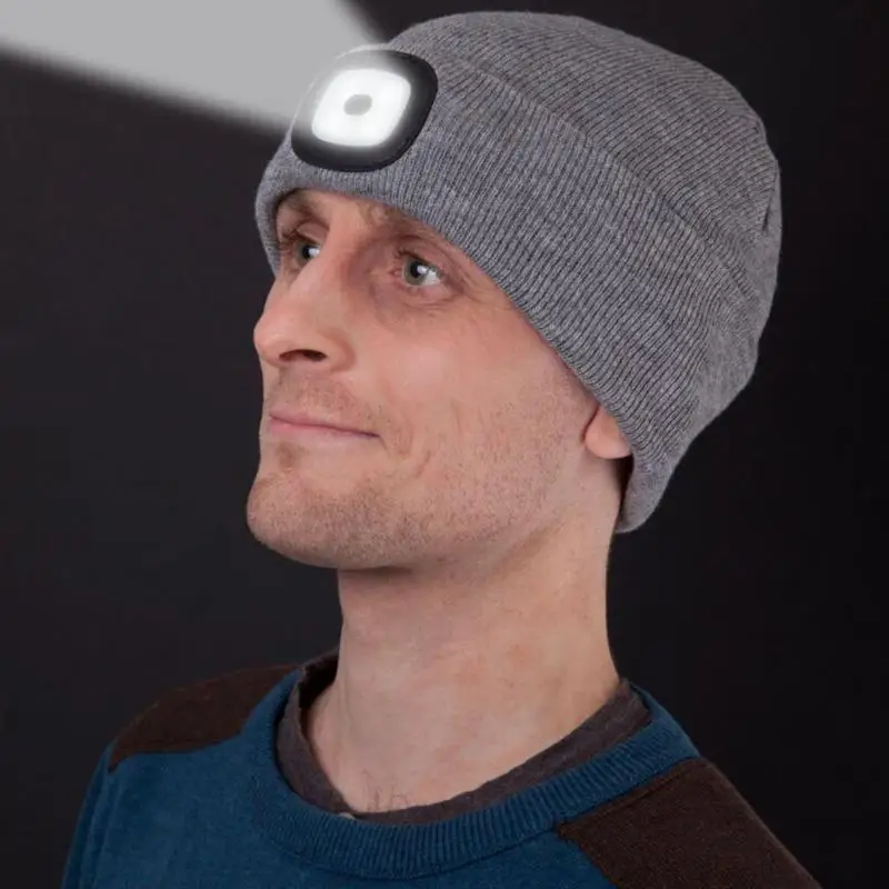 

Unisex Beanie LED Lighted Cap Winter Warm Outdoor Fishing Running Knitted Beanie Hat LED Flash Camping Climbing Cap Knitted Hat