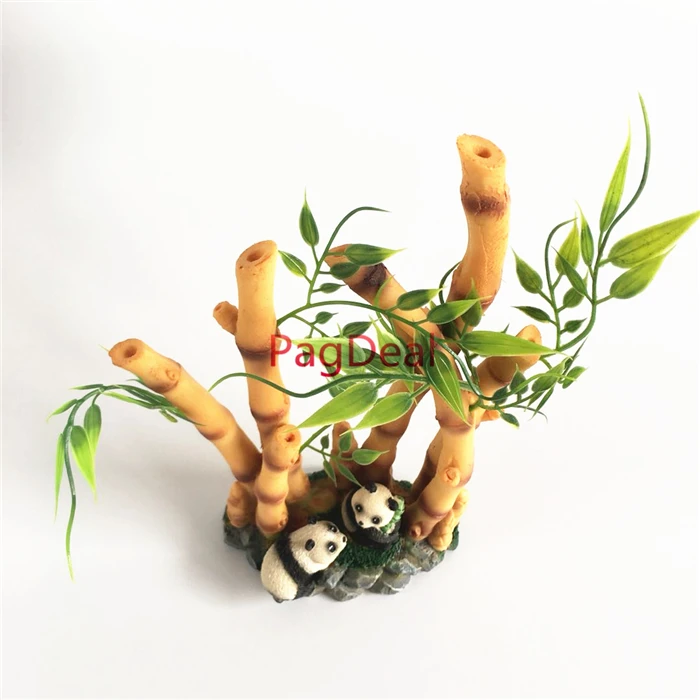 H21cm 8," Милая имитация панды бамбуковые Декорации для аквариума украшения пейзаж аквариума декорации