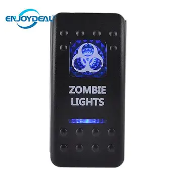 

Waterproof Laser Blue Rocker Toggle Boat Yacht Modified Switch On/Off W/5Pin 12V Fog Lamp Dual lamp Led Lights Bar Black