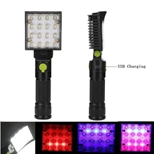 5 Вт 16 светодиодный свет работы Белый Красные, синие освещение ремонт автомобилей фонарик USB магнит крюк Фонарь для кемпинговой палатки 18650 лампы Spotlight Floodlig