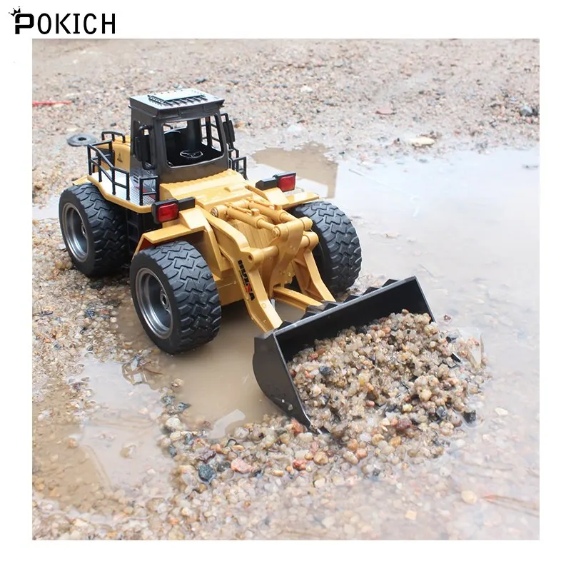 Колесный фронтальный погрузчик Pokich RC 1:18 бульдозер с дистанционным управлением 6