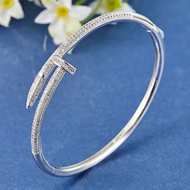 

Fashion Women Wedding Bangles & Bracelet Trendy Zircon Bangles Couple Jewelry Luxury Brand Dubai Accessories Love Bangle