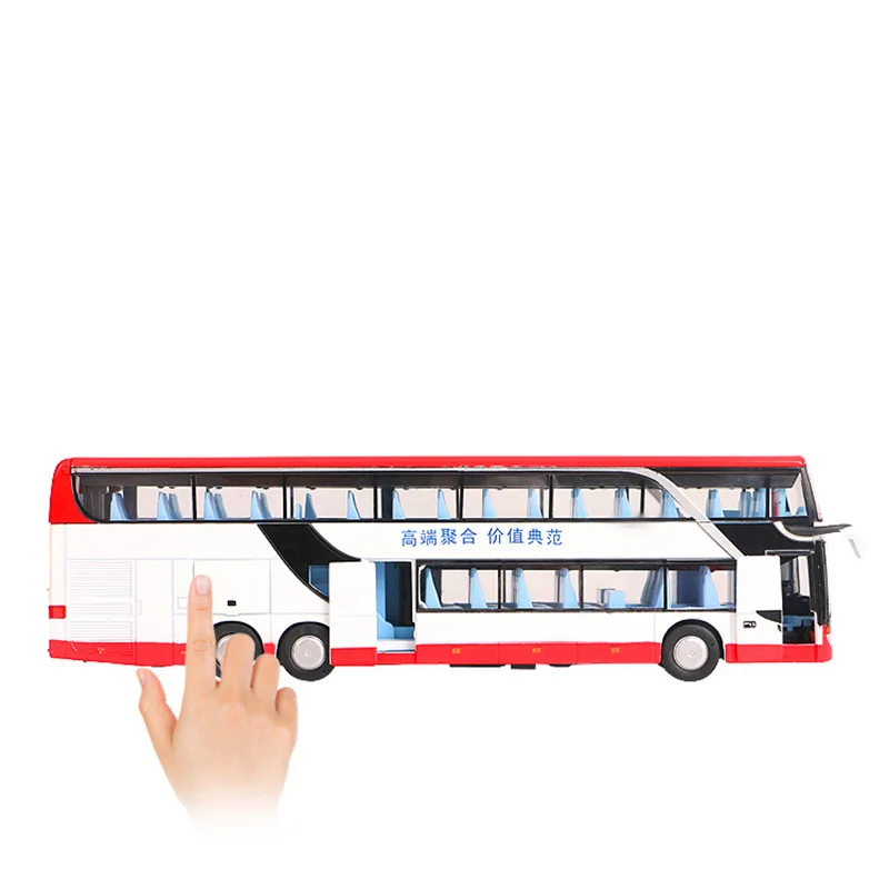 1:32 Simulated Alloy Double Decker Bus Pull Back Model Toy with Sound Light