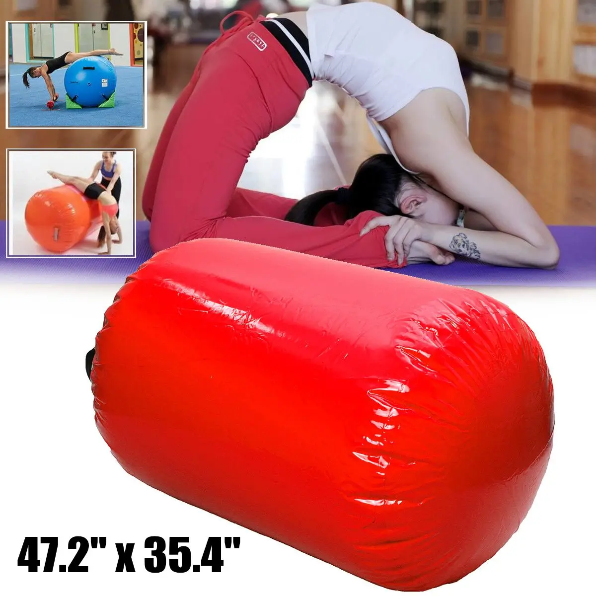 

JIAINF 100x65/120x90cm Air Track Cylinder Gymnastics Exercise Inflatable Tumbling Track for Kids Training Gym Inverted Backflip