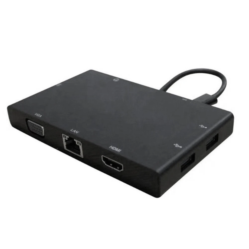 

8-in-1 Type-C to Dual USB 3.0 HDMI VGA RJ45 PD CHarging Adapter SD Card Reader