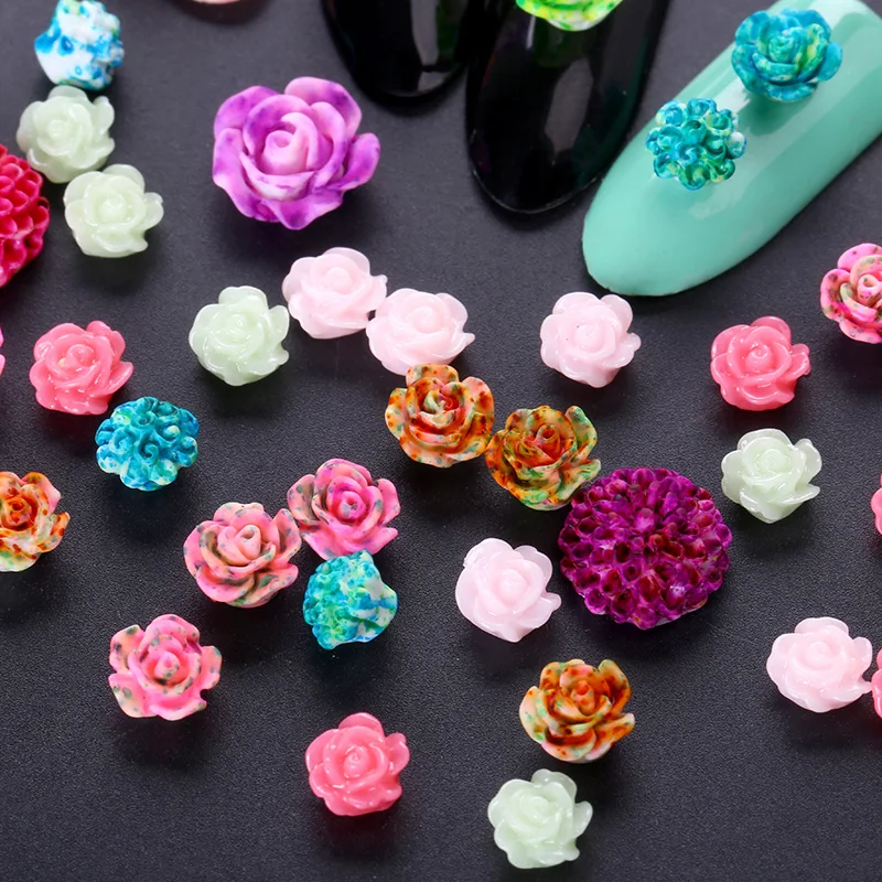 

Blueness 1Wheel 49Pcs Colorful 3D Nails Art Decorations Mix Flowers Design Manicure UV Gel Stickers Rhinestones Accessories