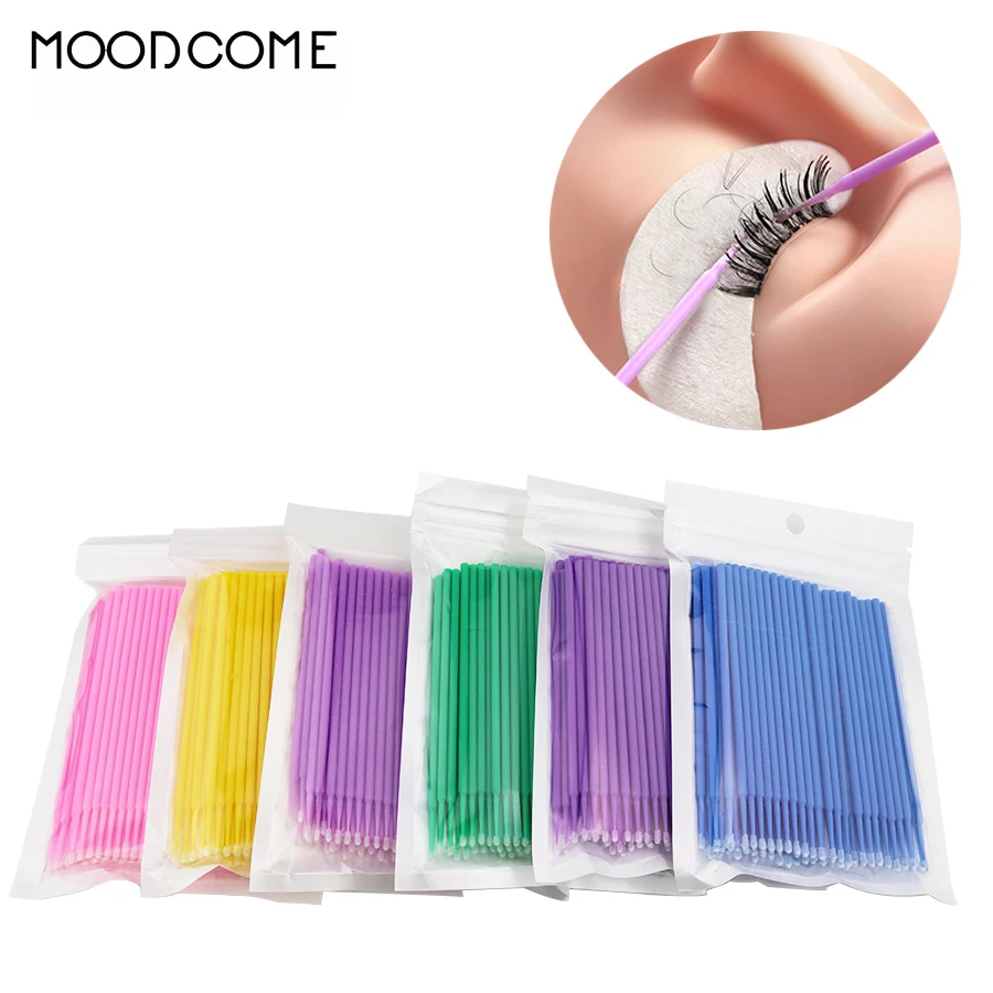 

200 PCS Micro Clean Eyebrush Single Durable Professional Applicator Mascara Removal Disposable Eyelash Extension Makeup Tool