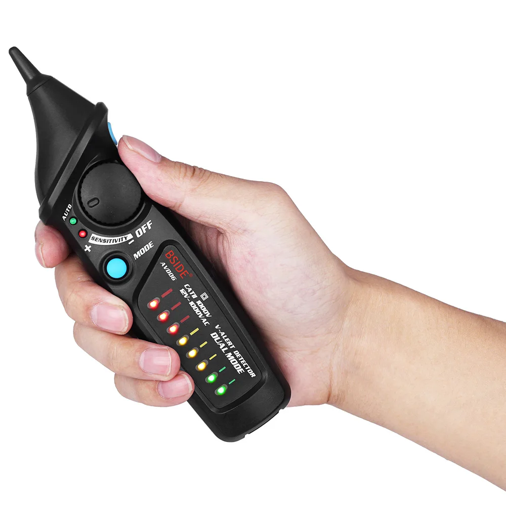

BSIDE AVD06 Non-contact AC Voltage Detector Tester Meter 12-1000V Pen style Voltage Detector LCD Alarm Self-testing LED lighting