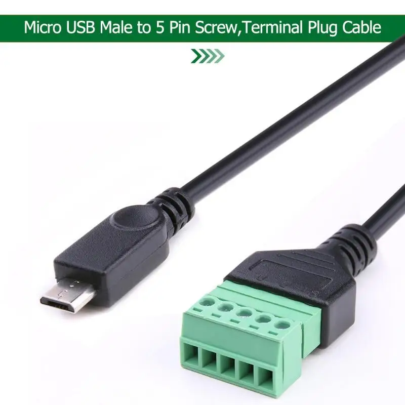 ALLOYSEED 30 см Micro/Mini USB штекер/гнездо на 5 контактный винтовой разъем Micro с защитной