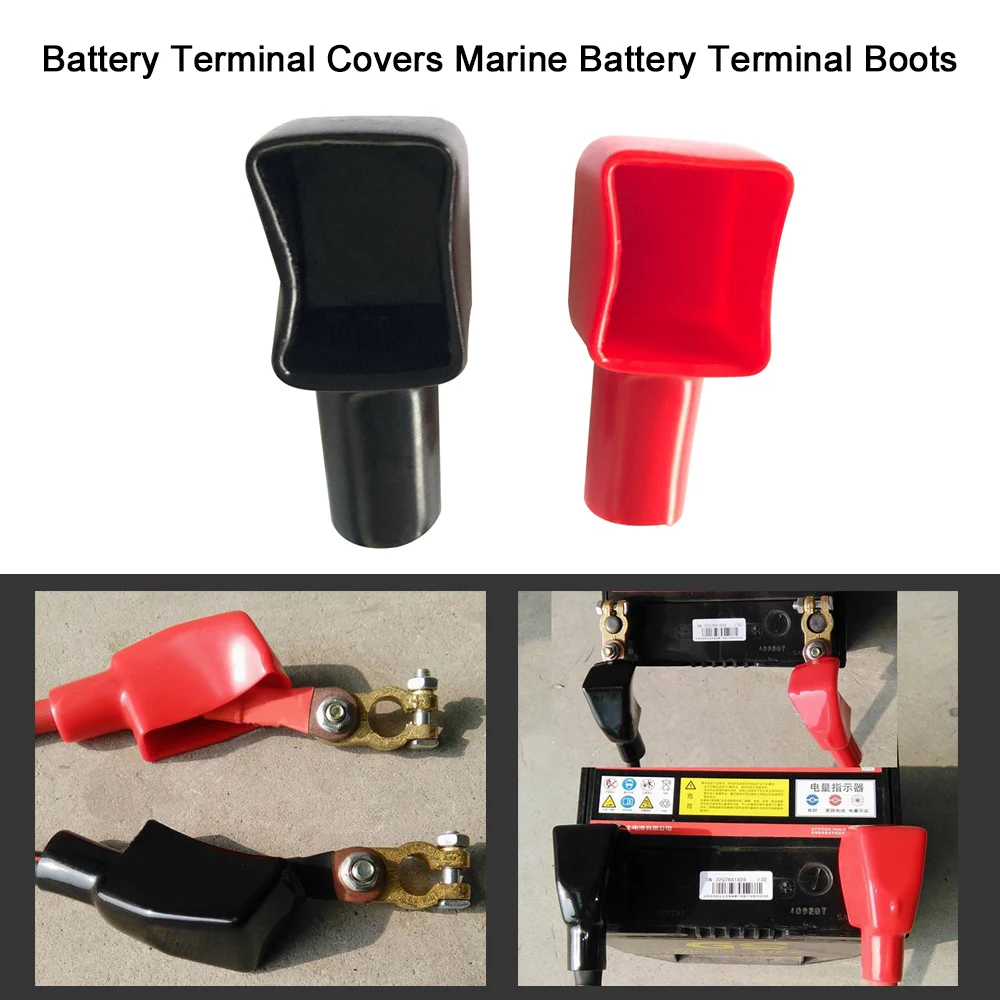 

KKMOON 1 Pair Battery Terminal Covers Marine Battery Terminal Boots Red & Black Positive & Negative 192681 192682