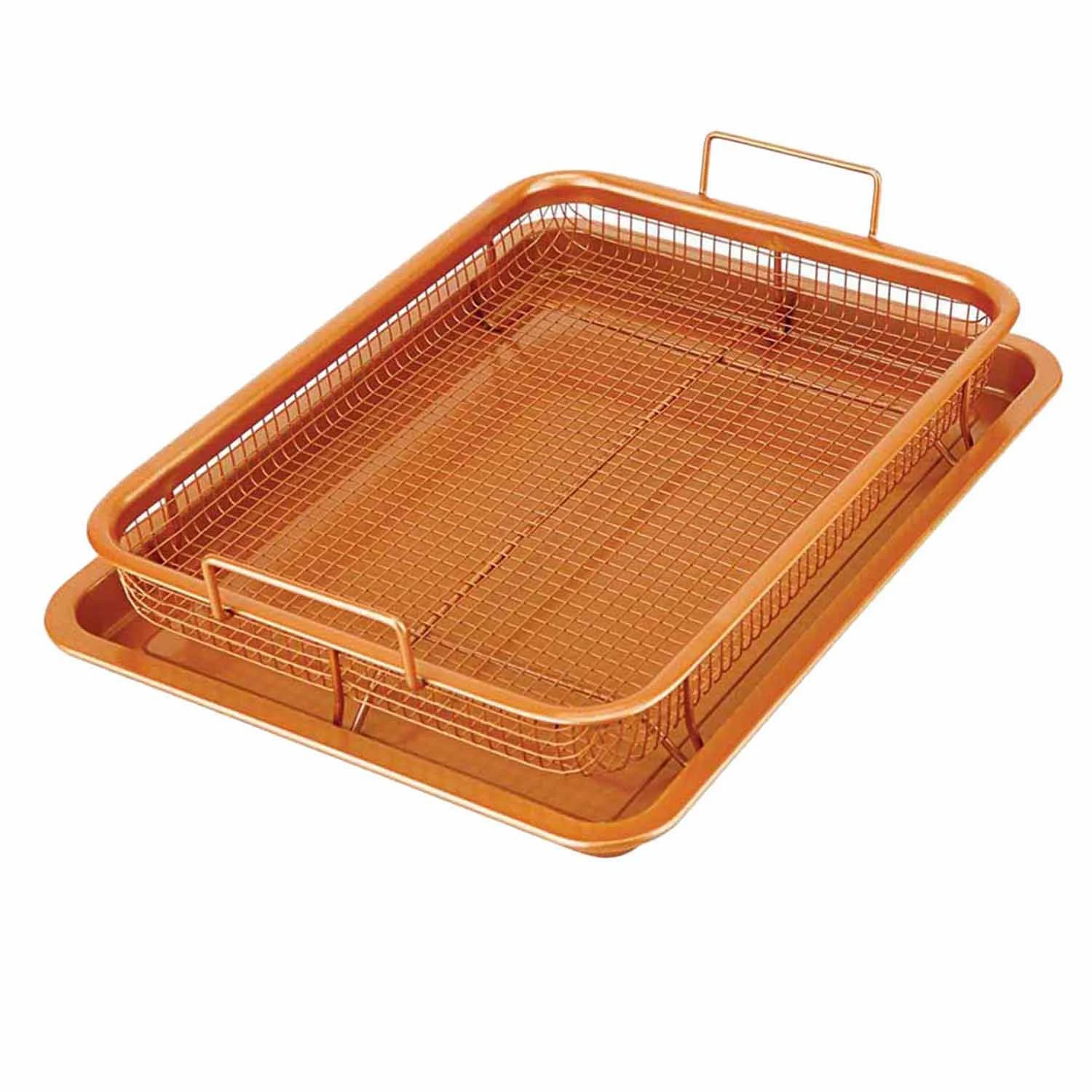 

Copper Crisper Tray Oil Frying Baking Pan Non-Stick Chips Masket Crisping Baking Dish Grill Mesh Kitchen Tools
