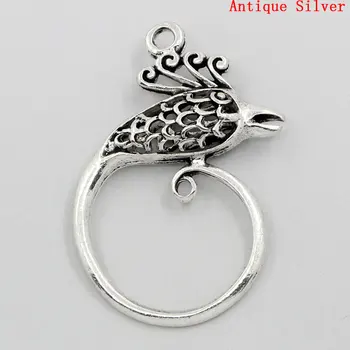

Lovely Charm Pendants Phenix Animal Silver Color 3.7x2.4cm,10PCs (B23596)