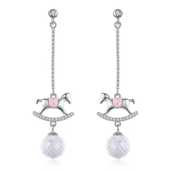 

New Arrival 925 Sterling Silver Childhood Memory Playground Long Dangle Drop Earrings Women Fashion Jewelry Bse038