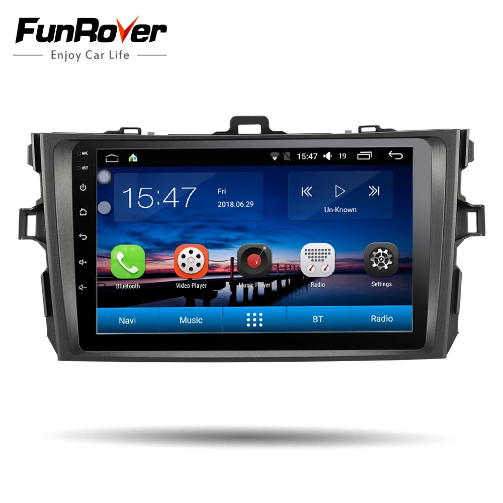 

Funrover IPS 2 Din Car Multimedia player Android 8.0 car dvd gps for Toyota corolla 2007-2011 car radio gps navigation stereo BT