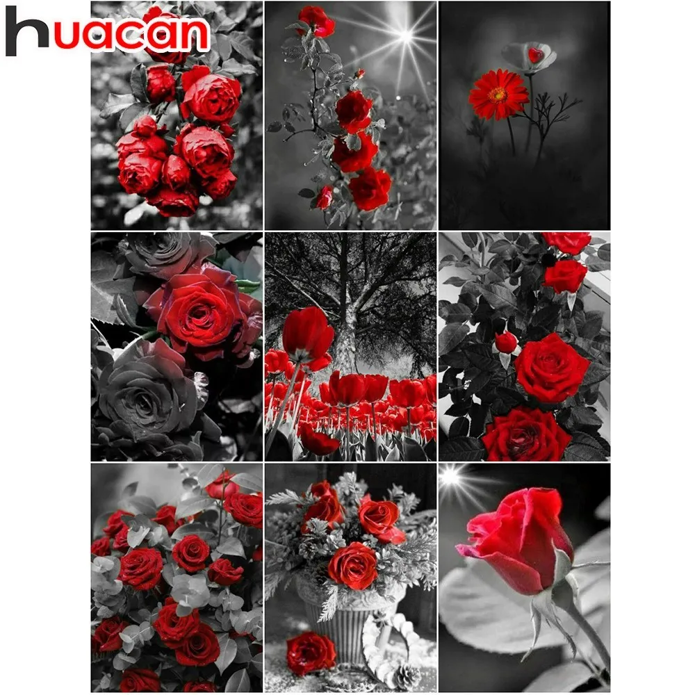 

HUACAN Diamond Embroidery Rose Retro 5D DIY Diamond Painting Full Square Drill Picture Of Rhinestone Mosaic Flowers Decor Home