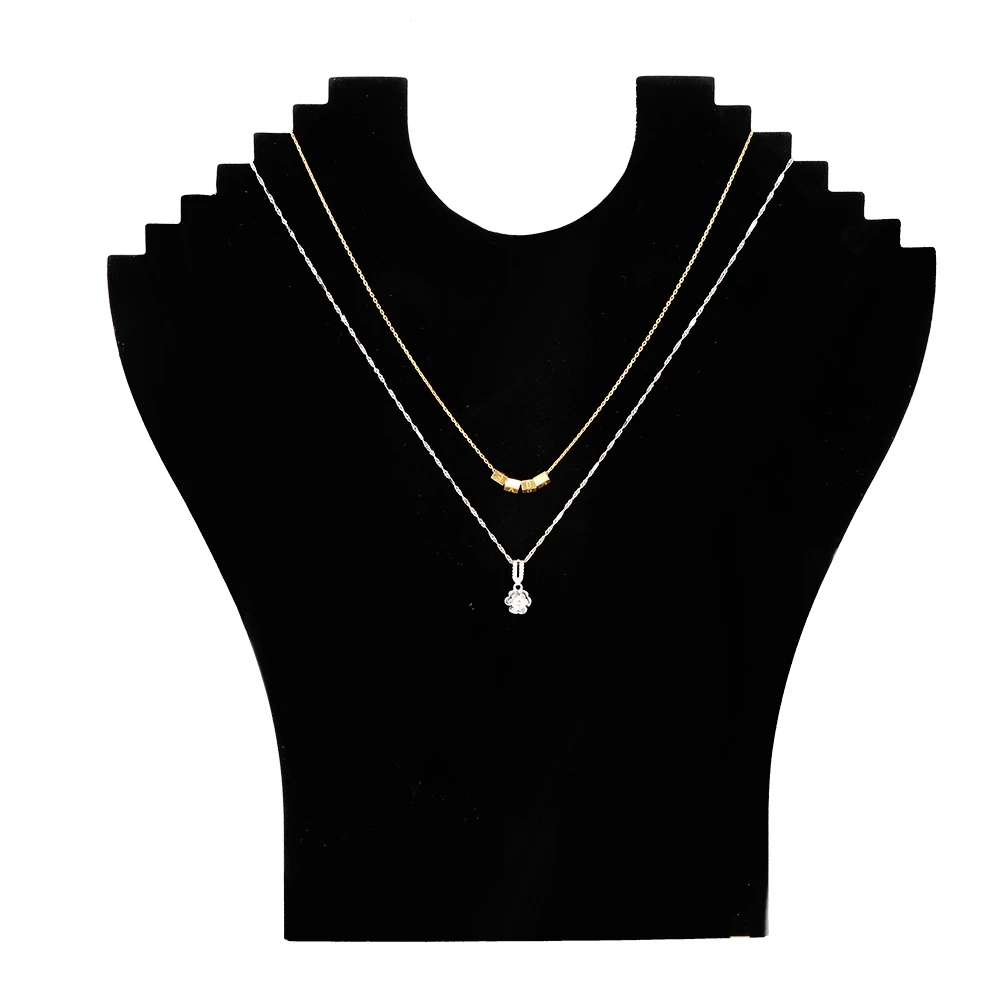 

New Necklace Display Storage Shelf Black Flannel Necklace Pendant Chain Jewelry Bust Display Stands Hanger Holder