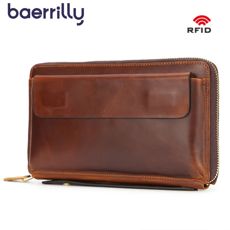 

Men Wallets Credit Card Holders Genuine Leather Money Pockets Man Coin Purses Zipper Long Male Clutch Bags Carteira Masculina
