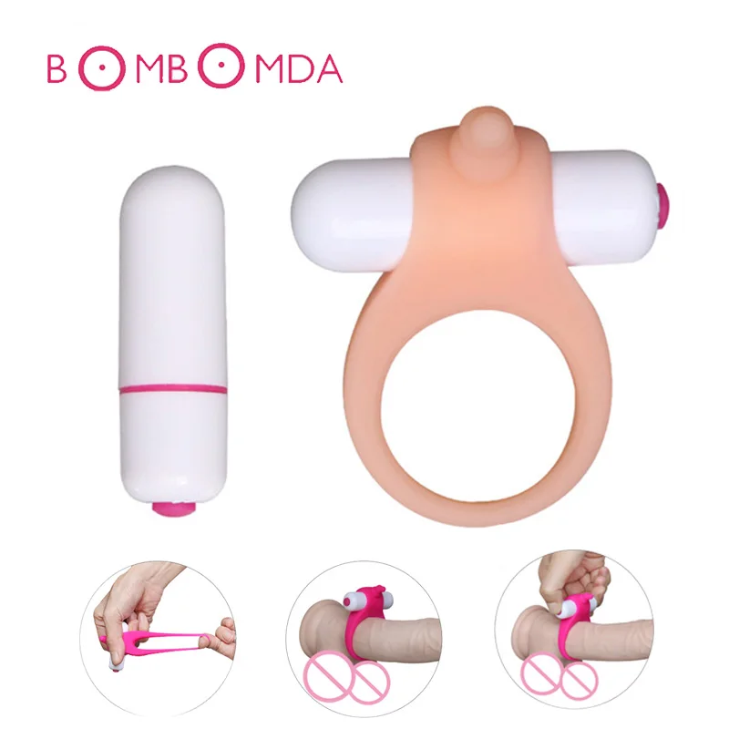 Male Silicone Penis Ring Vibrators Cock Ring Toy Delay Premature Ejaculation Clitoris Stimulator Adult Products Sex