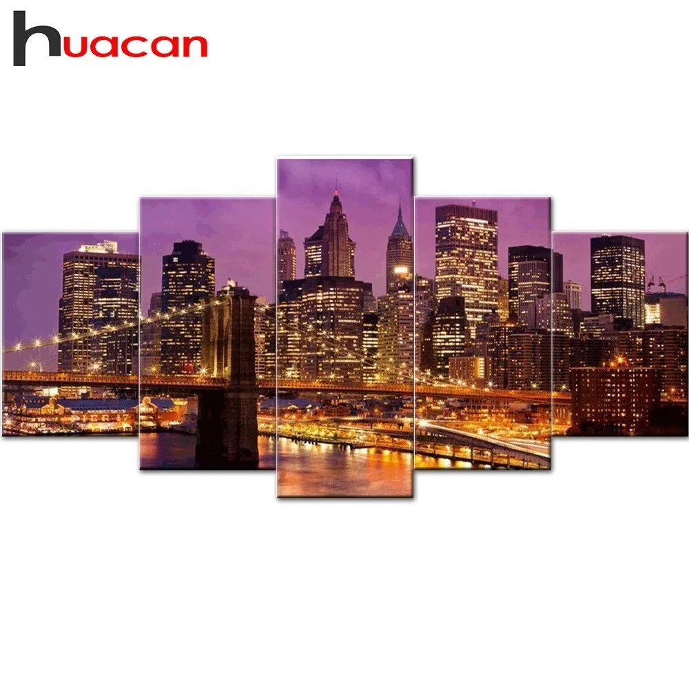 

huacan Multi-picture Combination Diamond Embroidery Scenery Painting Diamond Mosaic Landscape Picture Of Rhinestone Decor Home
