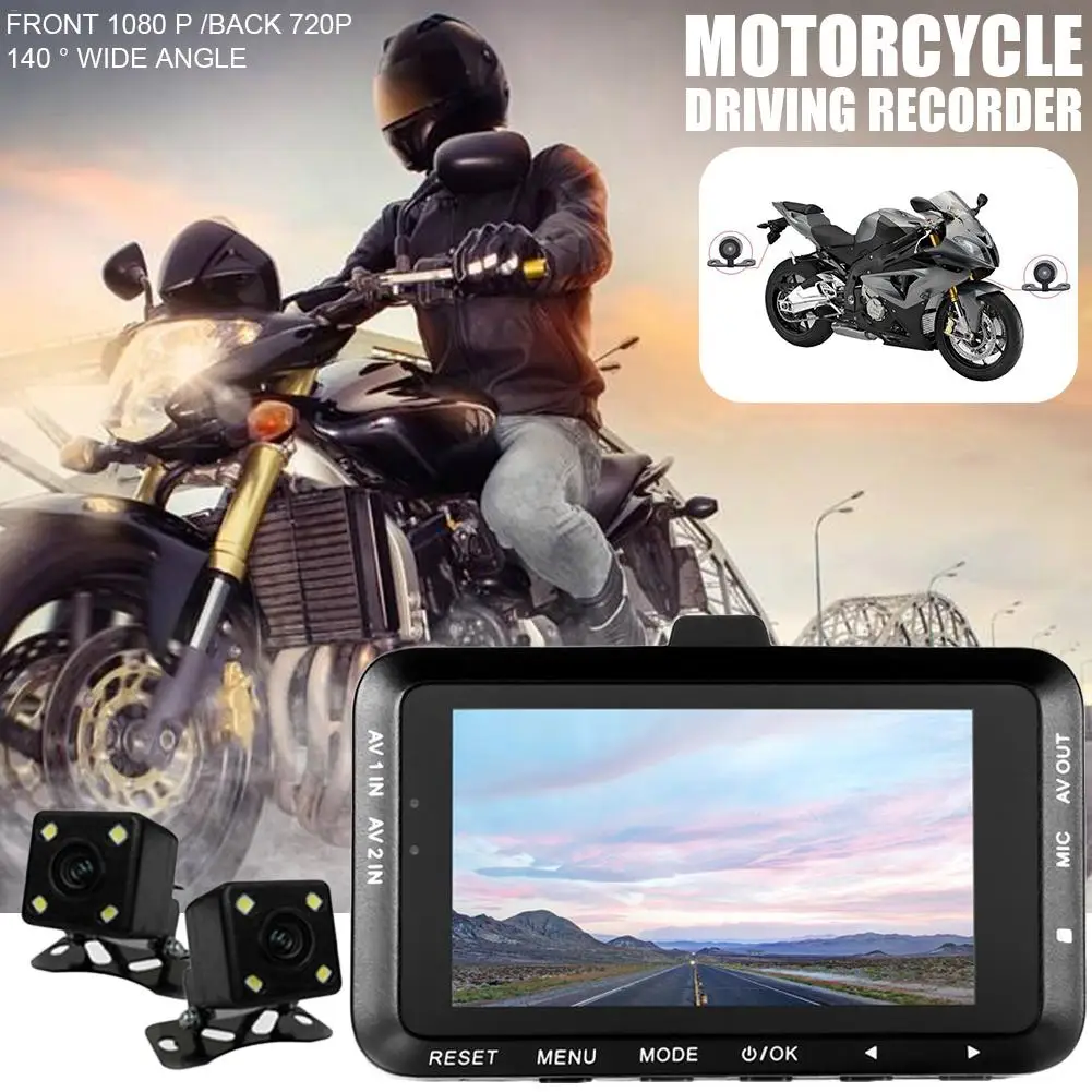  Motorcycle Recorder Dashcam Locomotive Camcorder Double Lens Camera Car Driving Recorder Portable V