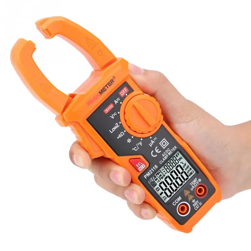 PEAKMETER PM2118 6 в 1 ЖК дисплей цифровой Дисплей AC DC клещи переменного тока AC/DC