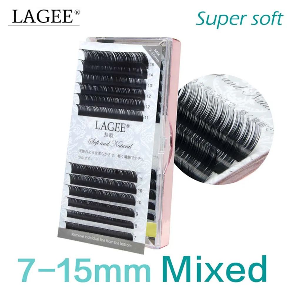 

LAGEE J B C CC Curl natural individual eyelash extension 7-15 mm mixed tray premium Glossy Black fake false eye lashes cilios