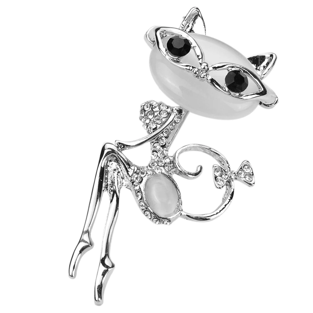

Smooth Black Mother Daughter Cat Brooches Crystal Crown Queen Women Hats Scarf Suit Brooch Clothing Buckles