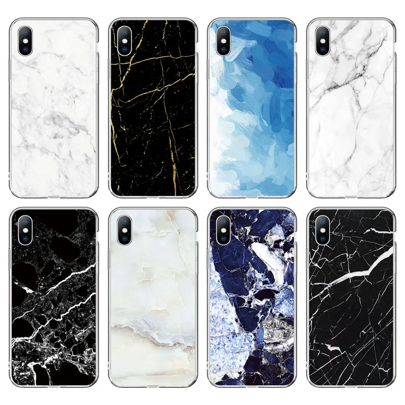 

USLION Soft TPU Silicone Clear Phone Case For iPhone X XR Xs Max 7 8 Plus Marble Print Cases Cover For iPhone 5 5s SE 6 6s Plus