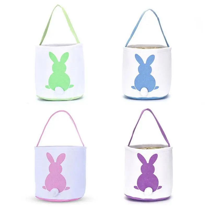 

Cute Canvas Bucket Easter Bunny Pattern Beautiful Practical Shopping Basket Gift Portable Travel Outdoor Activity Basket