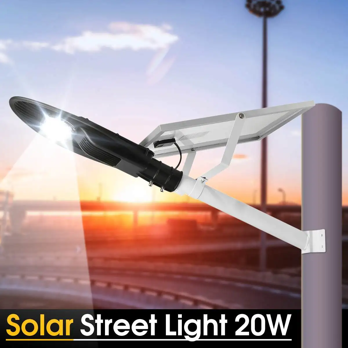 

Mising 20W Solar LED Street Light Lamp With Pole Solar Powered Light Control IP65 Waterproof for Outdoor Road Wall Night Lamp